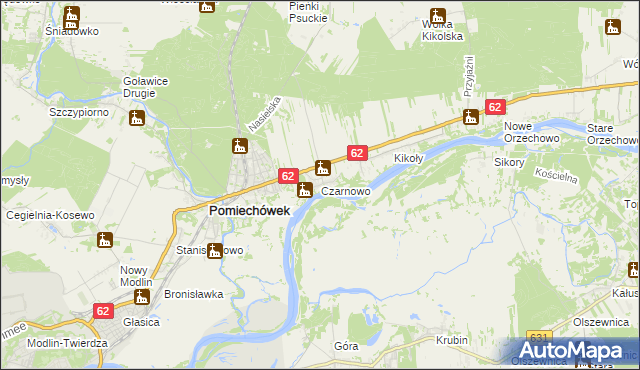 mapa Czarnowo gmina Pomiechówek, Czarnowo gmina Pomiechówek na mapie Targeo