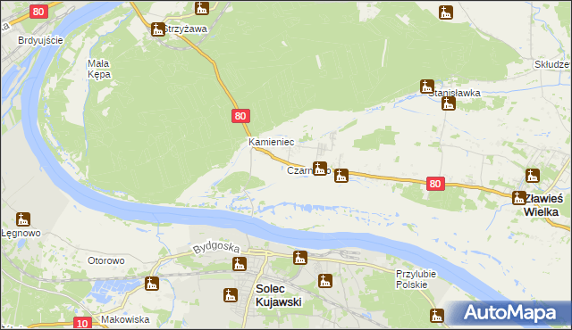 mapa Czarnowo gmina Zławieś Wielka, Czarnowo gmina Zławieś Wielka na mapie Targeo