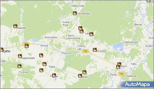 mapa Czarny Las gmina Żytno, Czarny Las gmina Żytno na mapie Targeo