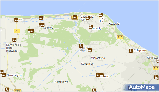 mapa Czarny Młyn gmina Puck, Czarny Młyn gmina Puck na mapie Targeo