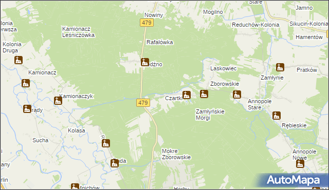 mapa Czartki gmina Sieradz, Czartki gmina Sieradz na mapie Targeo