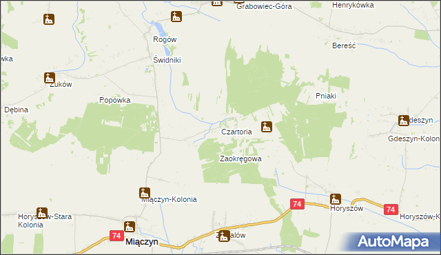 mapa Czartoria gmina Miączyn, Czartoria gmina Miączyn na mapie Targeo