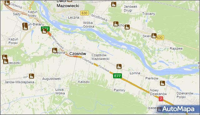 mapa Cząstków Polski, Cząstków Polski na mapie Targeo