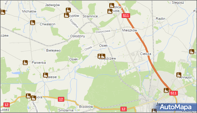 mapa Cząszczew, Cząszczew na mapie Targeo