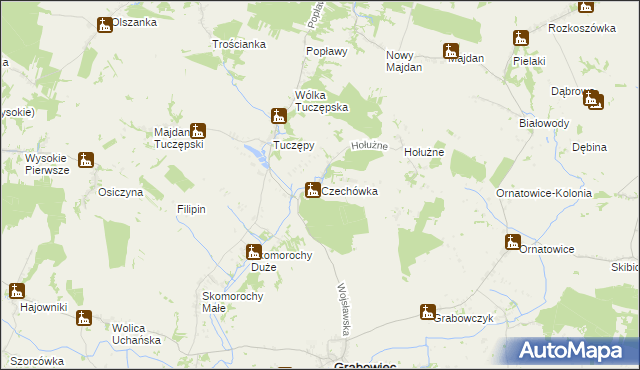 mapa Czechówka gmina Grabowiec, Czechówka gmina Grabowiec na mapie Targeo