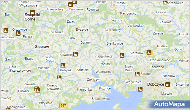 mapa Czechówka gmina Siepraw, Czechówka gmina Siepraw na mapie Targeo