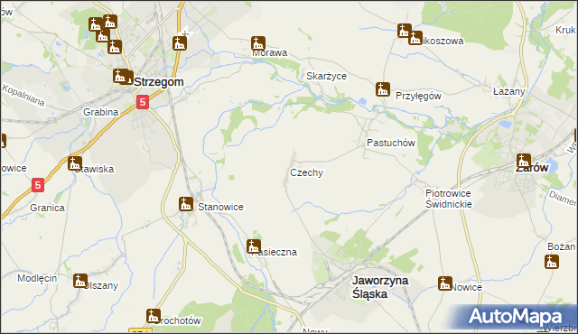 mapa Czechy gmina Jaworzyna Śląska, Czechy gmina Jaworzyna Śląska na mapie Targeo