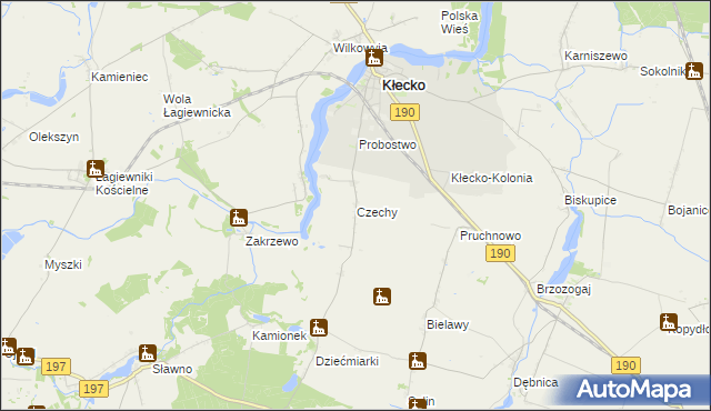 mapa Czechy gmina Kłecko, Czechy gmina Kłecko na mapie Targeo