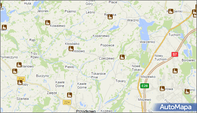 mapa Czeczewo gmina Przodkowo, Czeczewo gmina Przodkowo na mapie Targeo