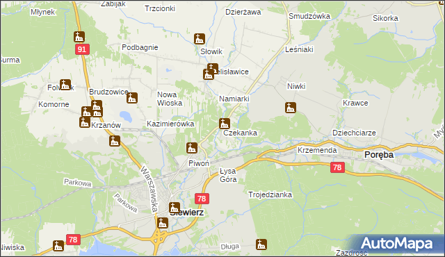 mapa Czekanka, Czekanka na mapie Targeo