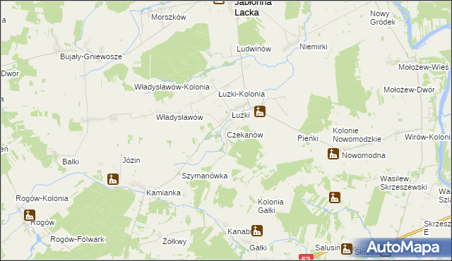 mapa Czekanów gmina Jabłonna Lacka, Czekanów gmina Jabłonna Lacka na mapie Targeo