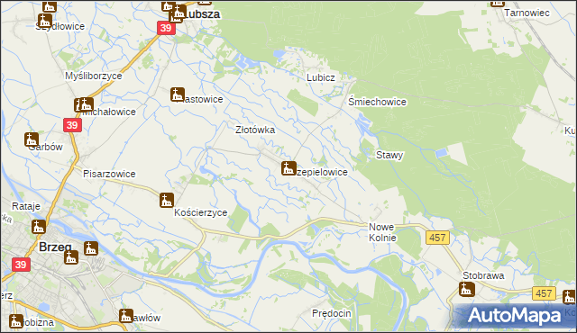 mapa Czepielowice, Czepielowice na mapie Targeo