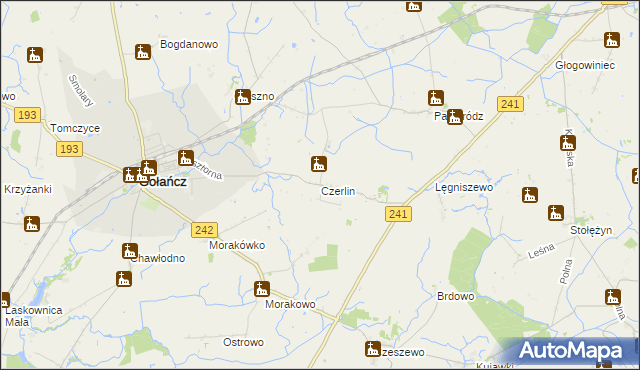 mapa Czerlin gmina Gołańcz, Czerlin gmina Gołańcz na mapie Targeo