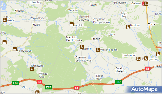 mapa Czermin gmina Bralin, Czermin gmina Bralin na mapie Targeo