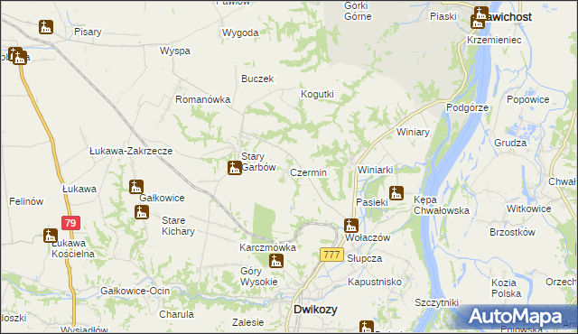 mapa Czermin gmina Dwikozy, Czermin gmina Dwikozy na mapie Targeo
