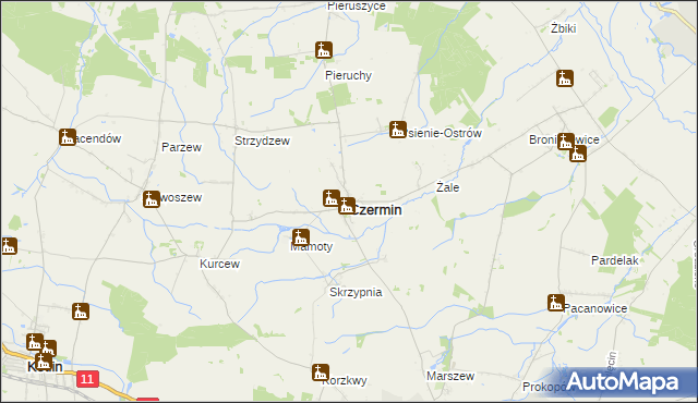 mapa Czermin powiat pleszewski, Czermin powiat pleszewski na mapie Targeo