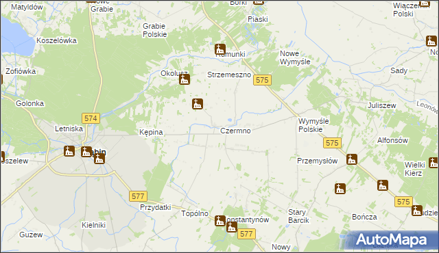 mapa Czermno gmina Gąbin, Czermno gmina Gąbin na mapie Targeo