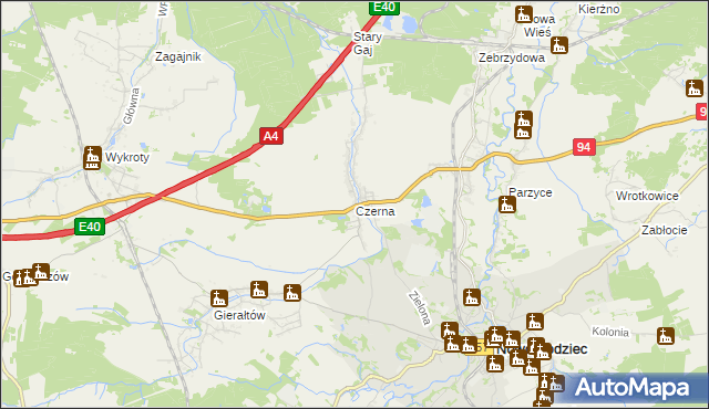 mapa Czerna gmina Nowogrodziec, Czerna gmina Nowogrodziec na mapie Targeo