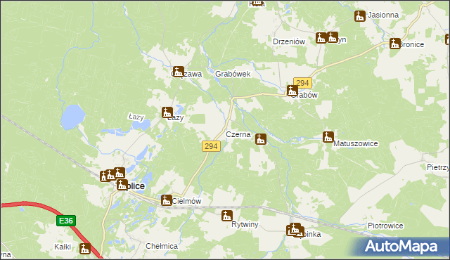 mapa Czerna gmina Tuplice, Czerna gmina Tuplice na mapie Targeo