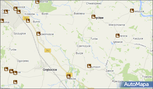 mapa Czerńczyce gmina Grębocice, Czerńczyce gmina Grębocice na mapie Targeo