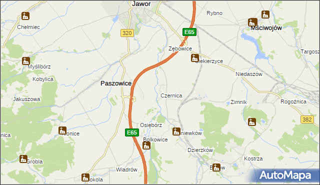 mapa Czernica gmina Dobromierz, Czernica gmina Dobromierz na mapie Targeo