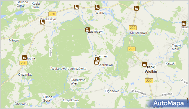 mapa Czerniec gmina Trąbki Wielkie, Czerniec gmina Trąbki Wielkie na mapie Targeo