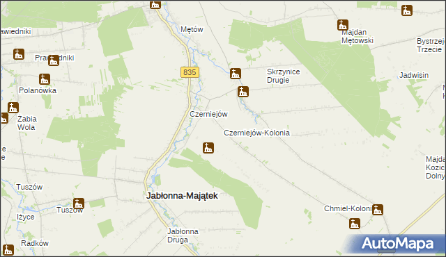 mapa Czerniejów-Kolonia, Czerniejów-Kolonia na mapie Targeo