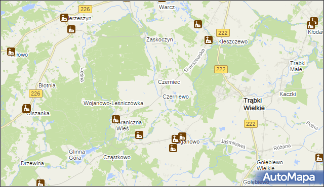 mapa Czerniewo gmina Trąbki Wielkie, Czerniewo gmina Trąbki Wielkie na mapie Targeo