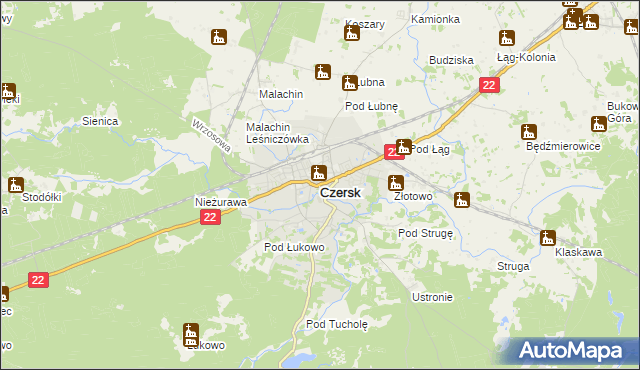 mapa Czersk powiat chojnicki, Czersk powiat chojnicki na mapie Targeo