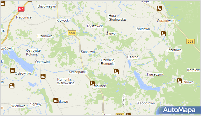 mapa Czerskie Rumunki, Czerskie Rumunki na mapie Targeo