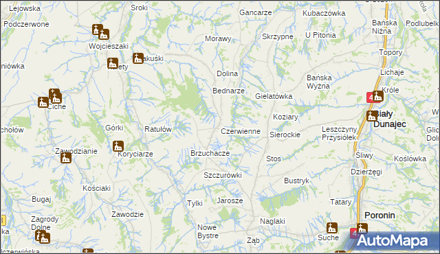 mapa Czerwienne, Czerwienne na mapie Targeo