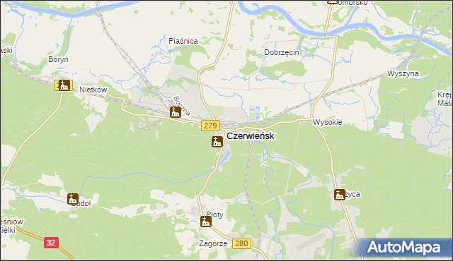 mapa Czerwieńsk, Czerwieńsk na mapie Targeo