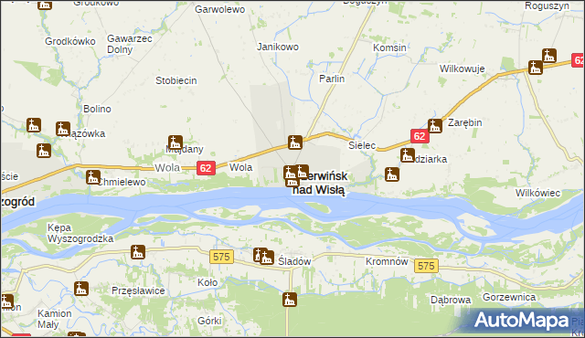 mapa Czerwińsk nad Wisłą, Czerwińsk nad Wisłą na mapie Targeo