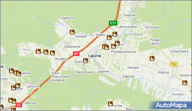 mapa Czerwona Górka gmina Łączna, Czerwona Górka gmina Łączna na mapie Targeo