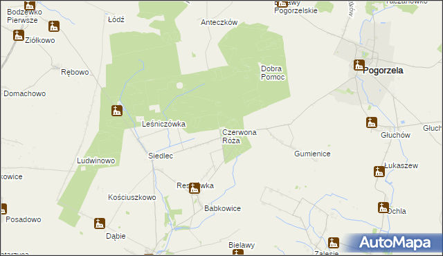 mapa Czerwona Róża, Czerwona Róża na mapie Targeo