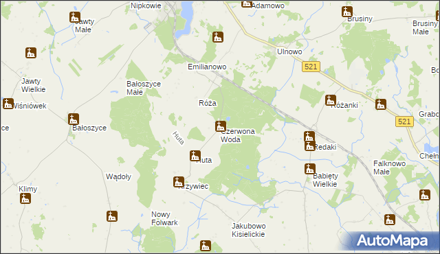 mapa Czerwona Woda gmina Susz, Czerwona Woda gmina Susz na mapie Targeo