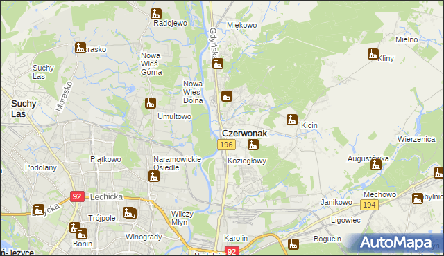 mapa Czerwonak, Czerwonak na mapie Targeo