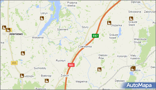 mapa Czerwonka gmina Szypliszki, Czerwonka gmina Szypliszki na mapie Targeo