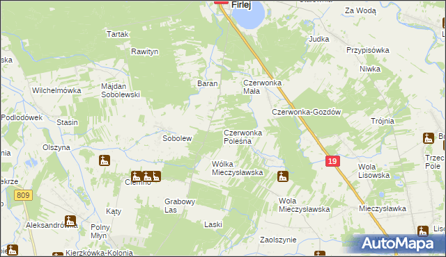 mapa Czerwonka Poleśna, Czerwonka Poleśna na mapie Targeo