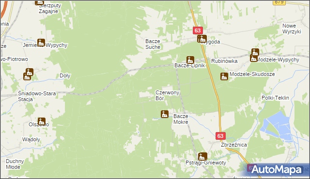 mapa Czerwony Bór gmina Zambrów, Czerwony Bór gmina Zambrów na mapie Targeo