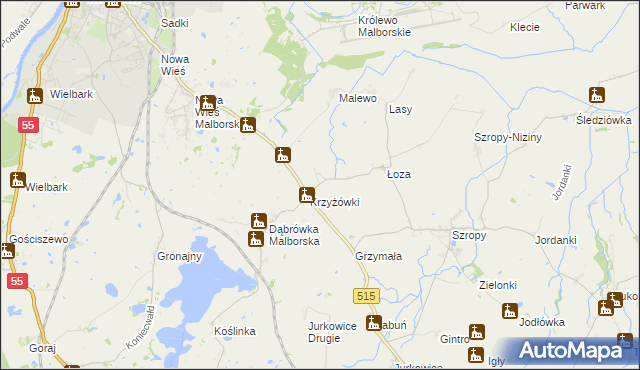 mapa Czerwony Dwór gmina Stary Targ, Czerwony Dwór gmina Stary Targ na mapie Targeo