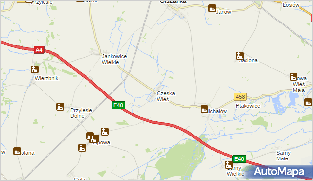 mapa Czeska Wieś, Czeska Wieś na mapie Targeo