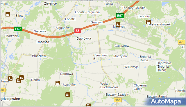 mapa Czestków B, Czestków B na mapie Targeo