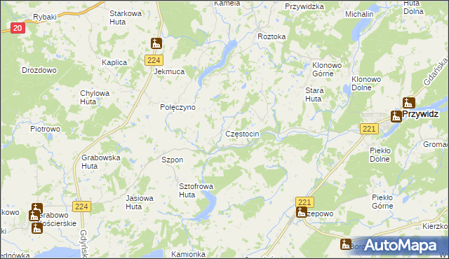 mapa Częstocin, Częstocin na mapie Targeo