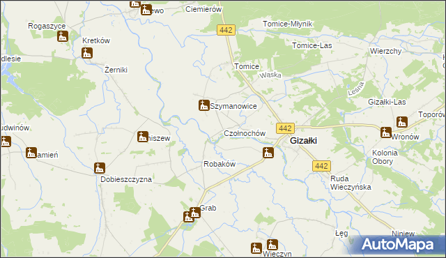 mapa Czołnochów, Czołnochów na mapie Targeo