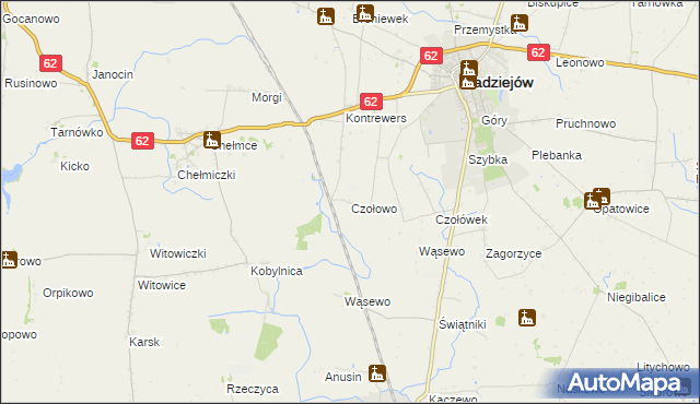 mapa Czołowo gmina Radziejów, Czołowo gmina Radziejów na mapie Targeo