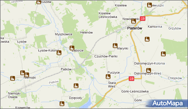 mapa Czuchów-Pieńki, Czuchów-Pieńki na mapie Targeo