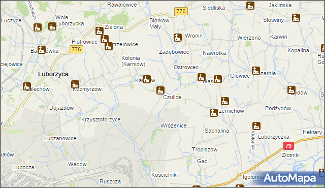 mapa Czulice, Czulice na mapie Targeo