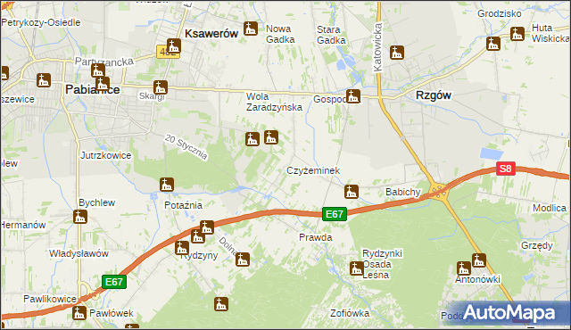 mapa Czyżeminek, Czyżeminek na mapie Targeo