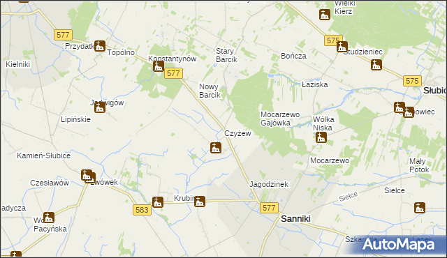 mapa Czyżew gmina Sanniki, Czyżew gmina Sanniki na mapie Targeo